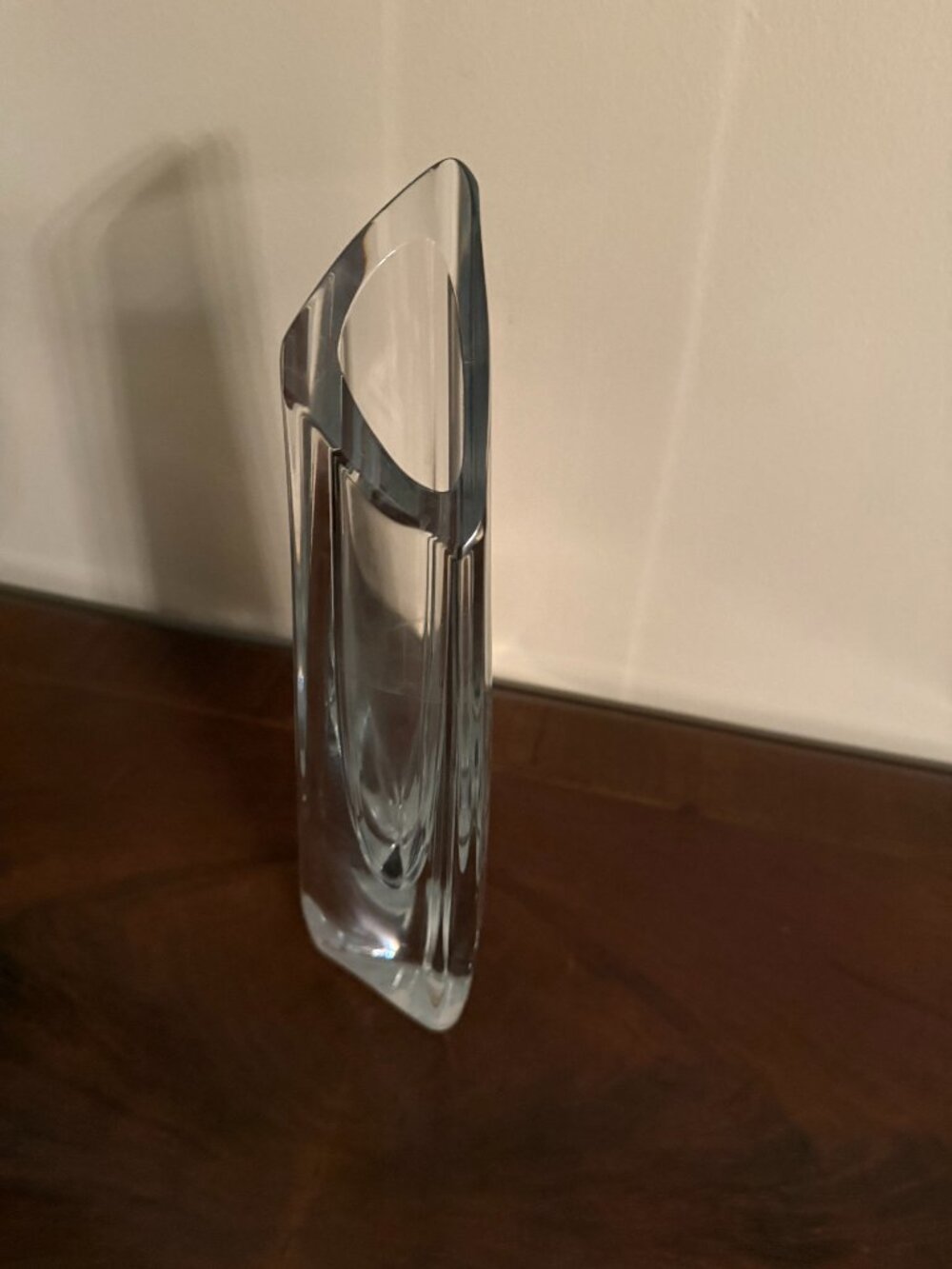 Baccarat Vintage French Mid Century Modern Three Sided 12 1/2" Crystal Bud Vase